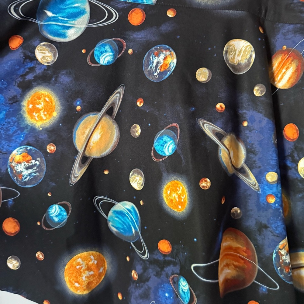 Retrolicious black cotton cosmos cosmic planets space galaxy a line mini skirt - Picture 4 of 7